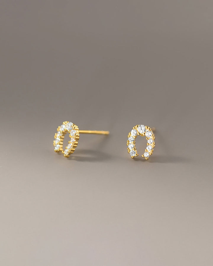 Pave Horseshoe Stud Earrings