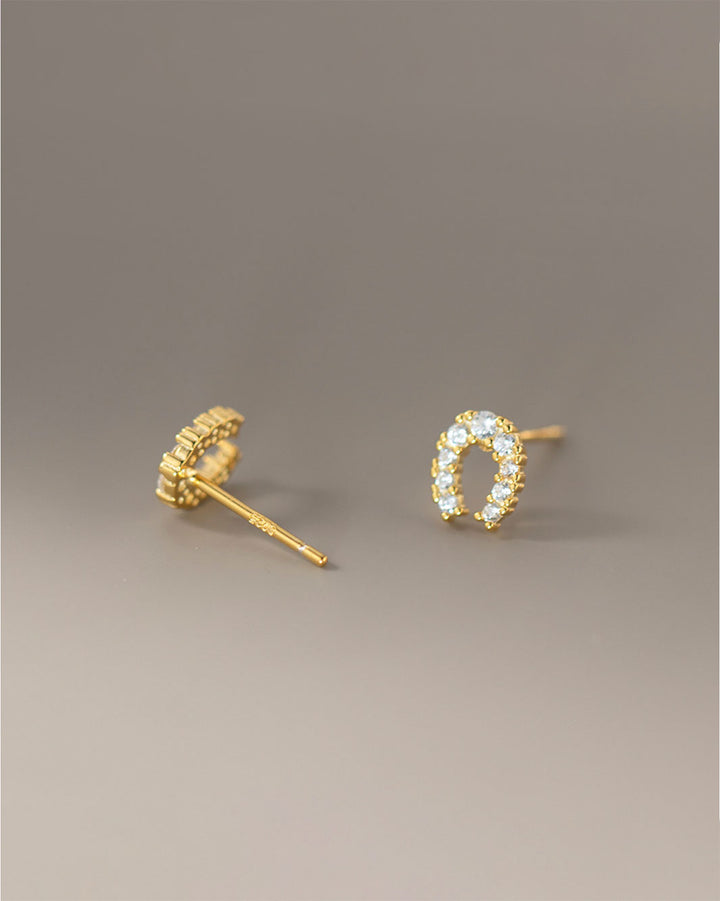Pave Horseshoe Stud Earrings