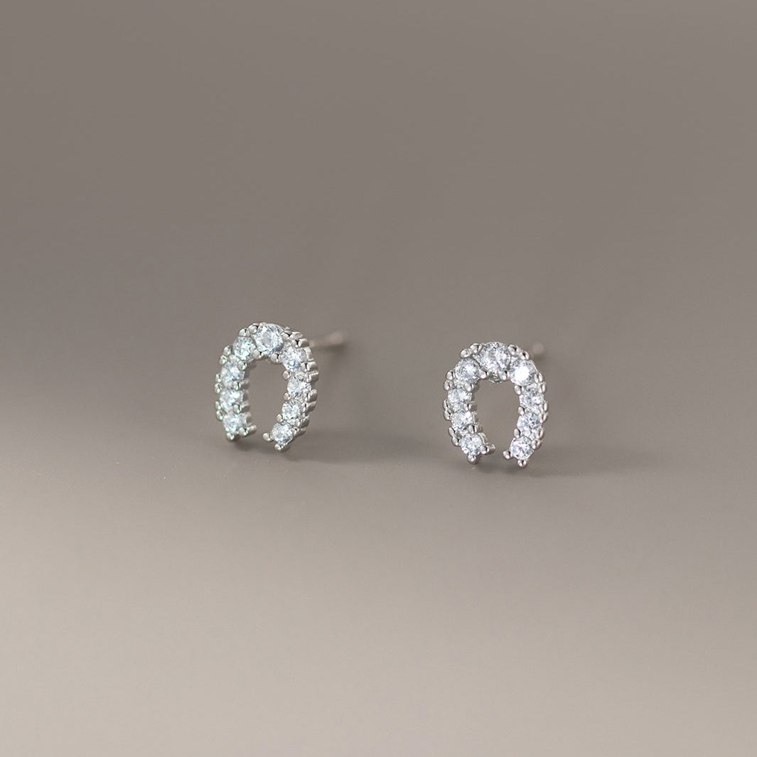 Pave Horseshoe Stud Earrings