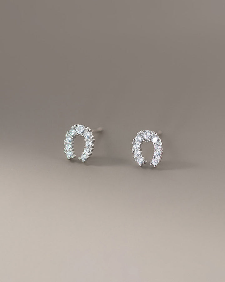 Pave Horseshoe Stud Earrings