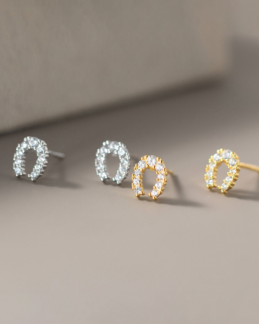 Pave Horseshoe Stud Earrings