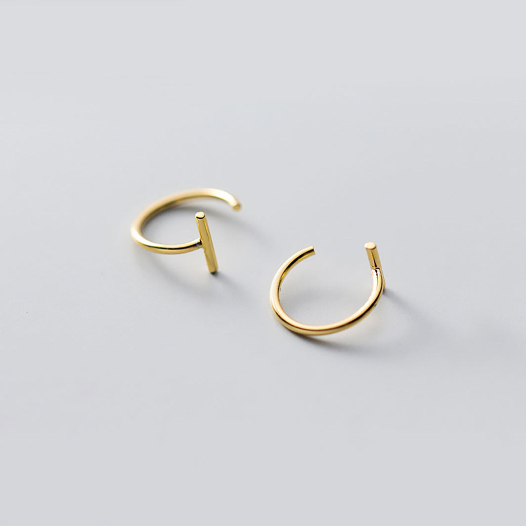 Bar Open Huggie Earrings