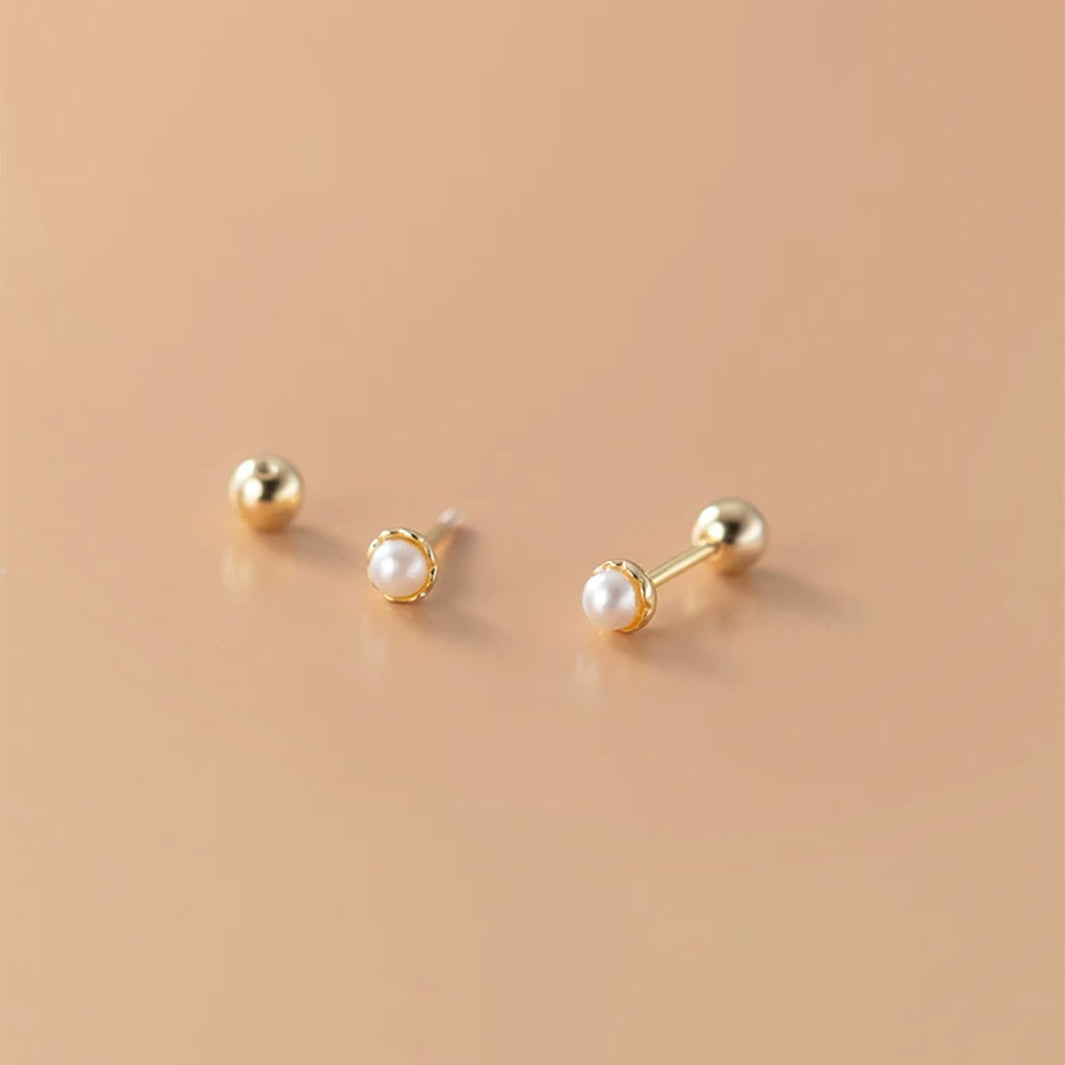 Pearl Barbell Earrings