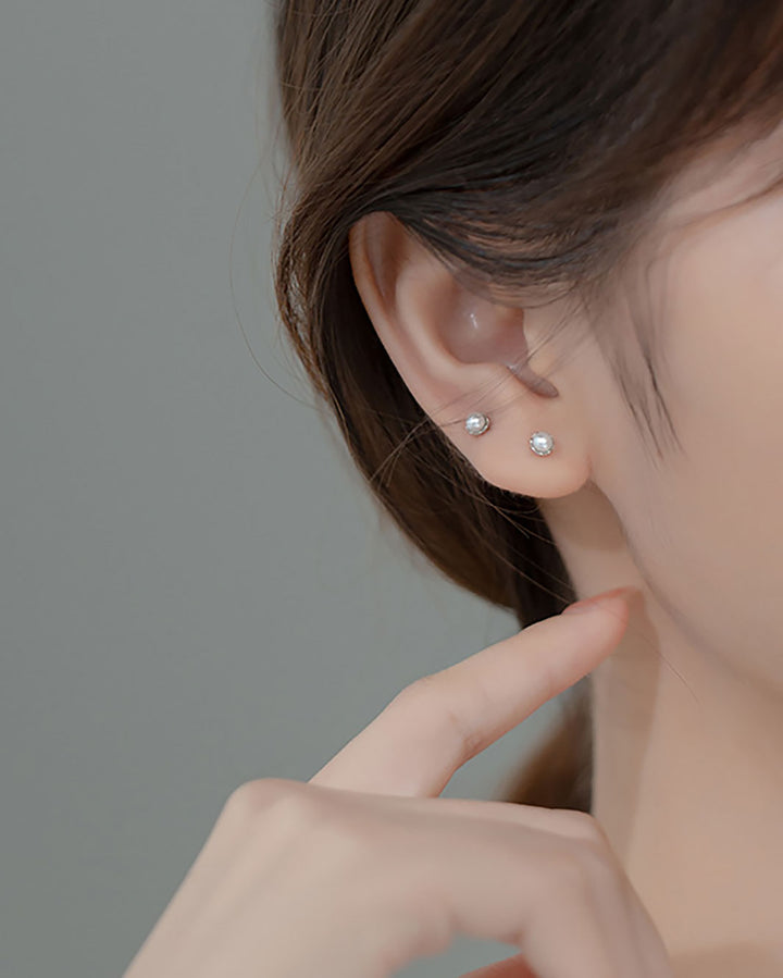 Pearl Barbell Earrings