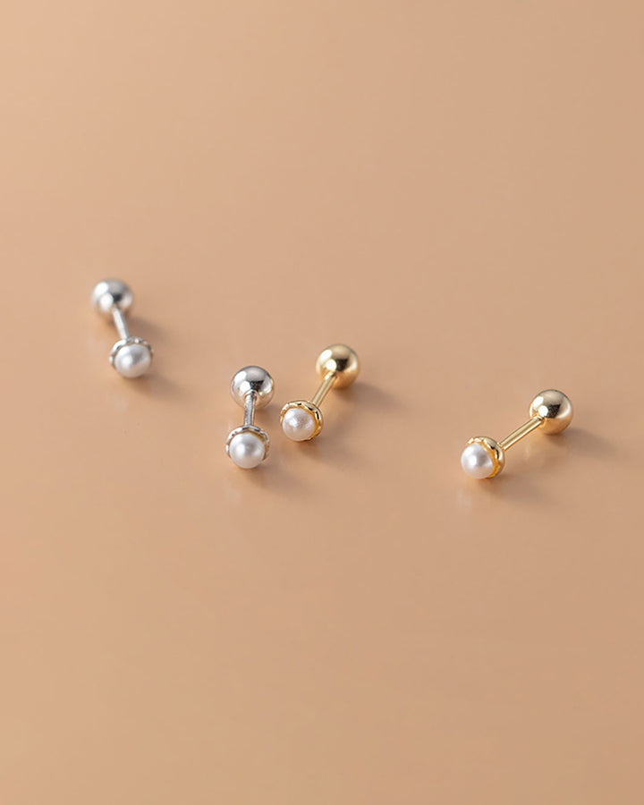 Pearl Barbell Earrings