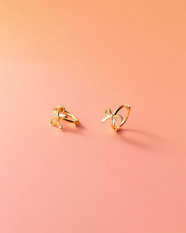 Nelly Ribbon Bow Hoop Earrings