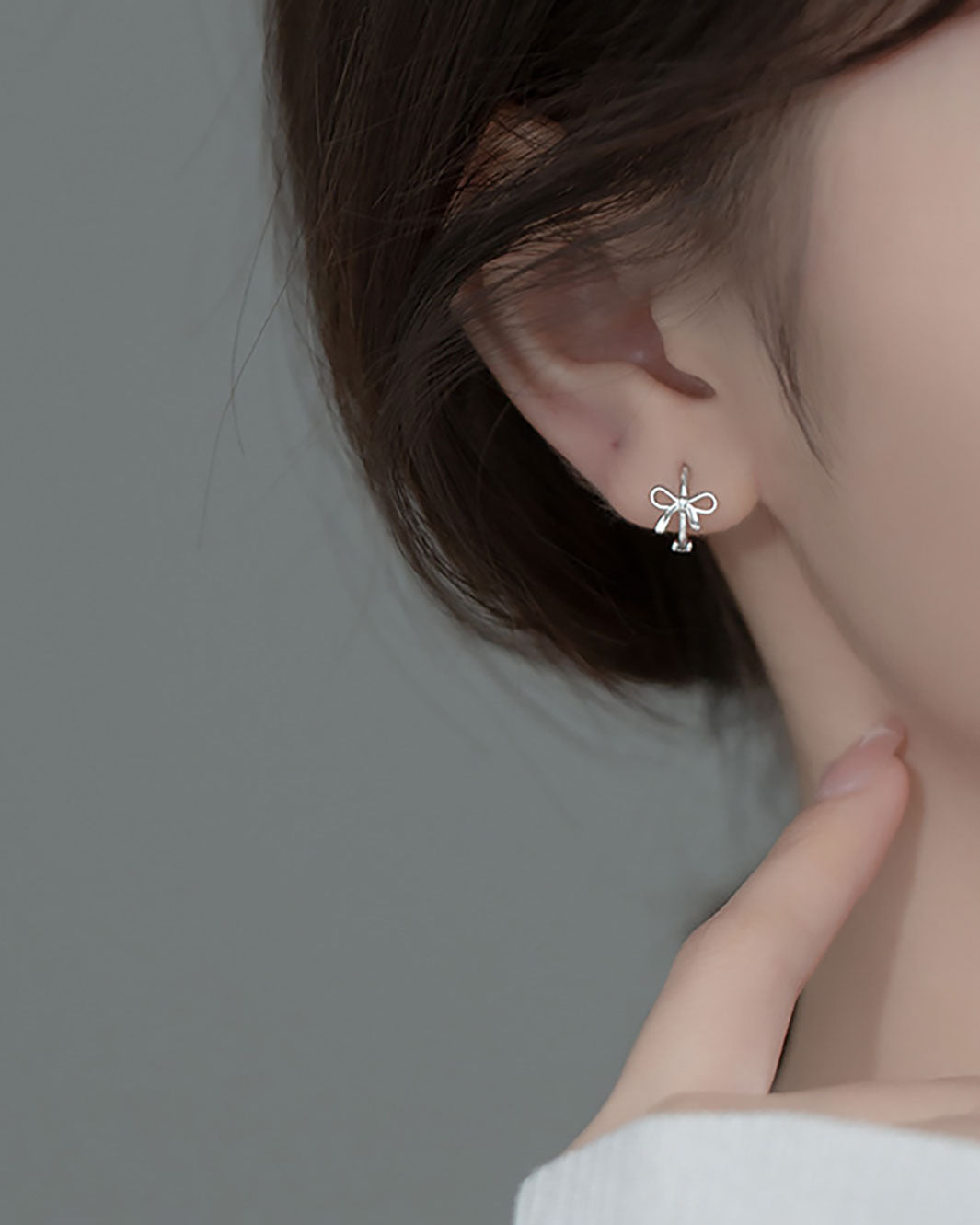 Nelly Ribbon Bow Hoop Earrings