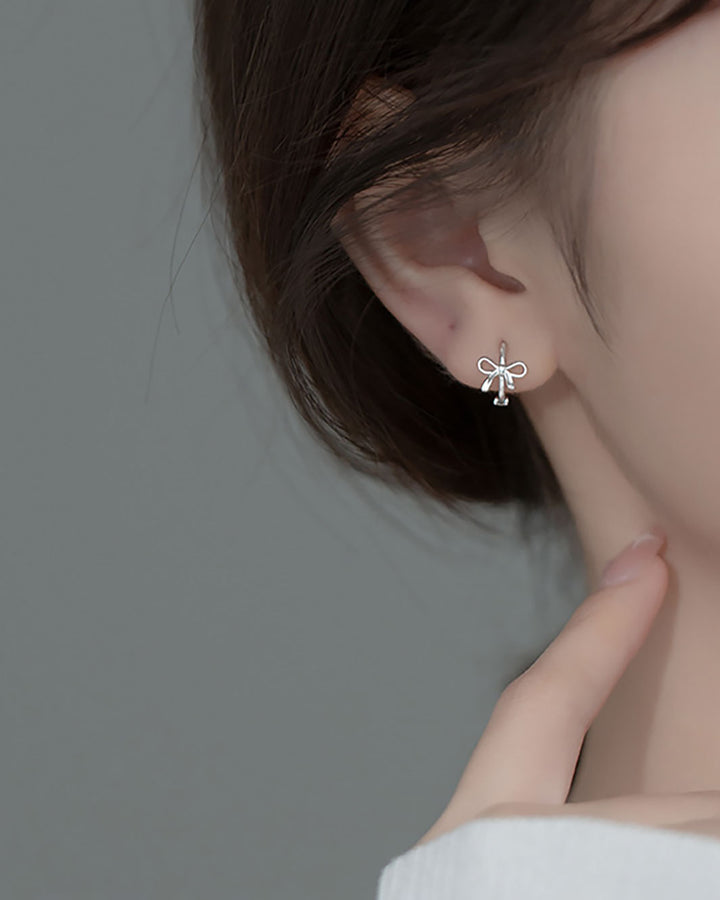 Nelly Ribbon Bow Hoop Earrings