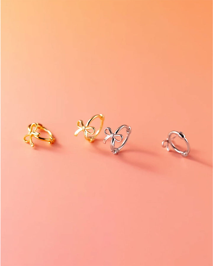 Nelly Ribbon Bow Hoop Earrings