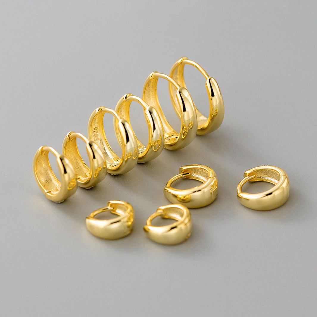 Round Tapered Hoop Earrings