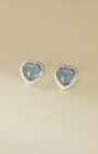 Aquamarine Heart Stud Earrings