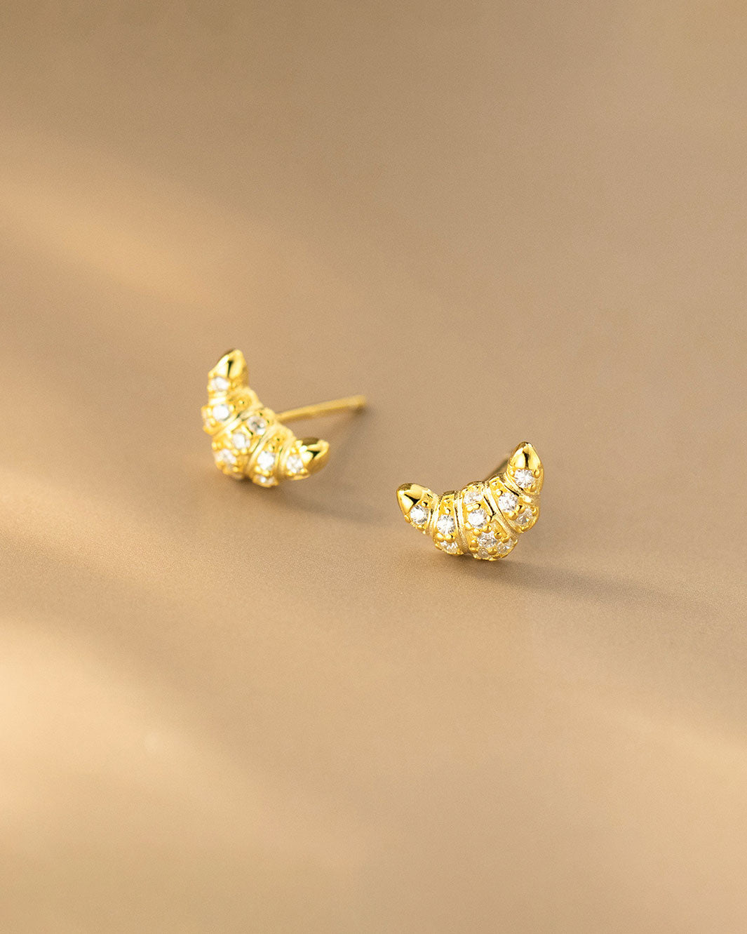 Sparkling Croissant Stud Earrings