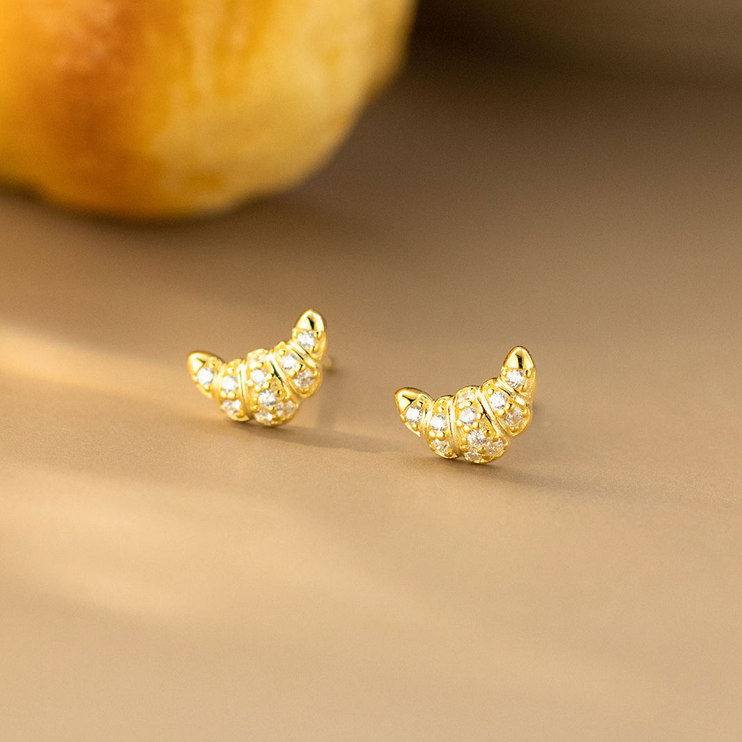 Sparkling Croissant Stud Earrings