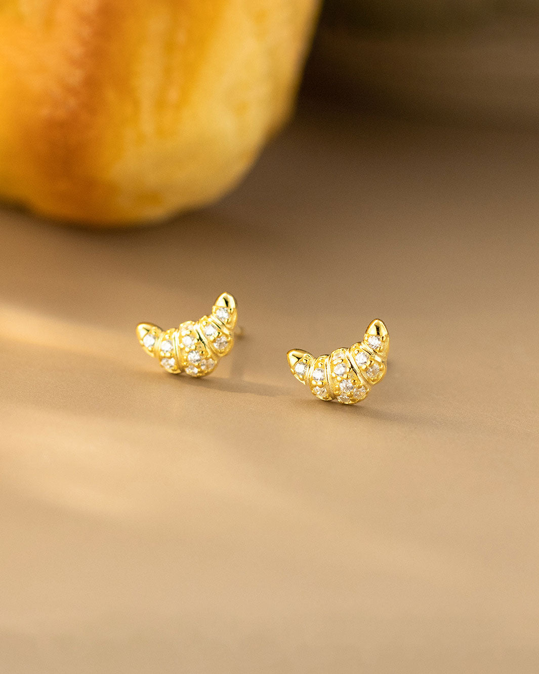 Sparkling Croissant Stud Earrings