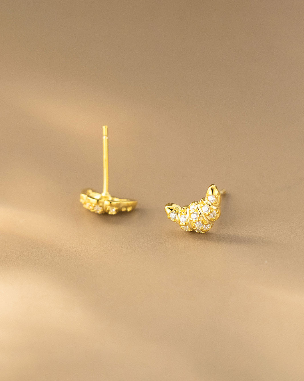 Sparkling Croissant Stud Earrings