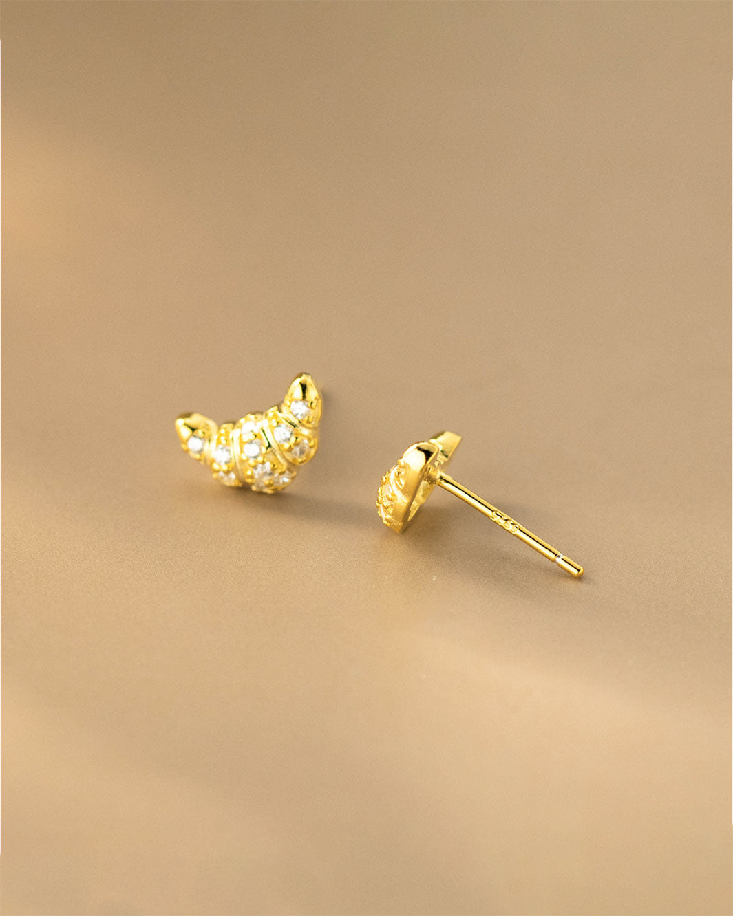 Sparkling Croissant Stud Earrings