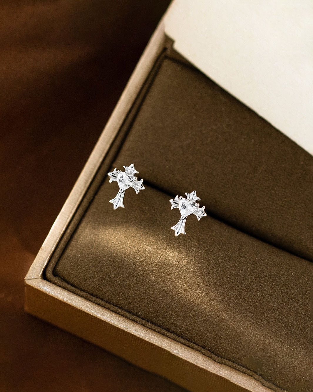 Faith Sparkling Cross Stud Earrings