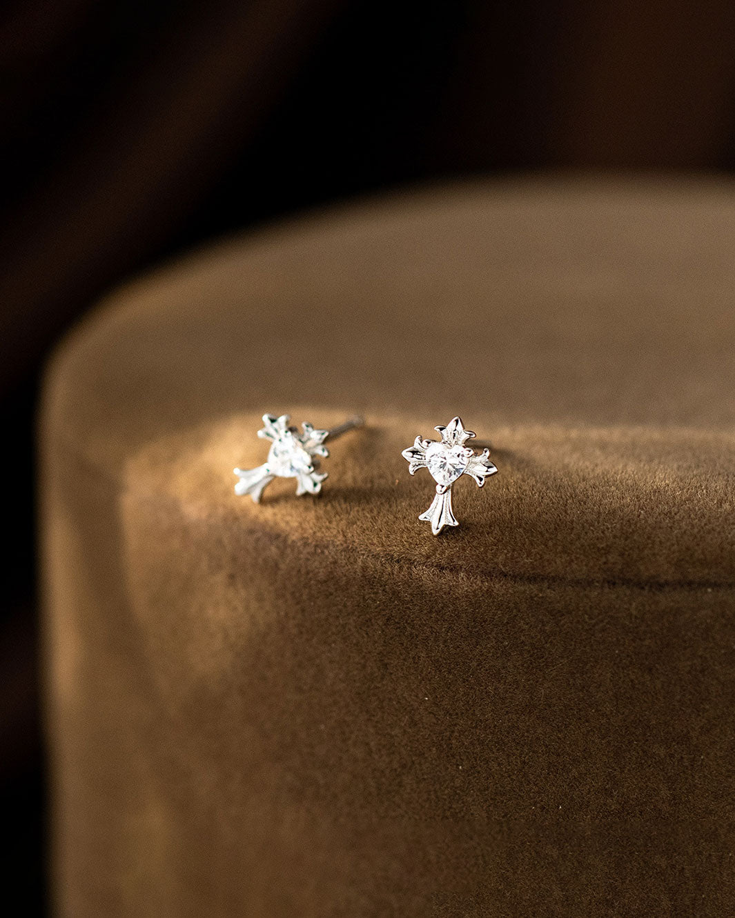 Faith Sparkling Cross Stud Earrings