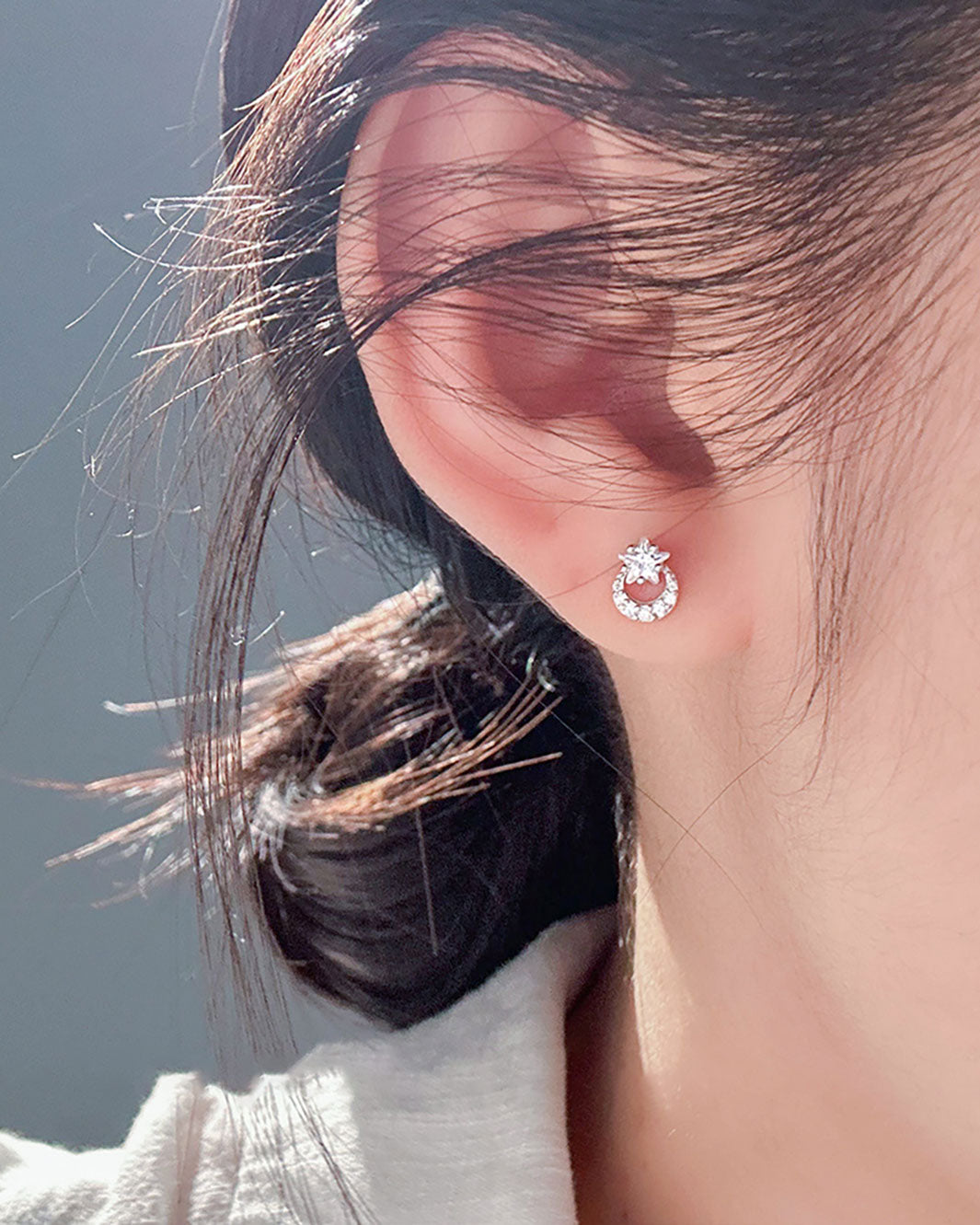 Starry Moon Stud Earrings