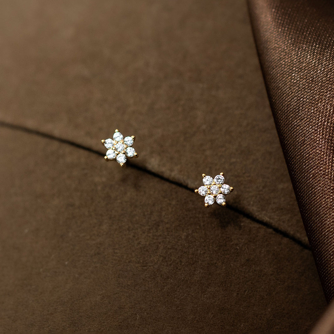 Sparkling Starflower Barbell Earrings