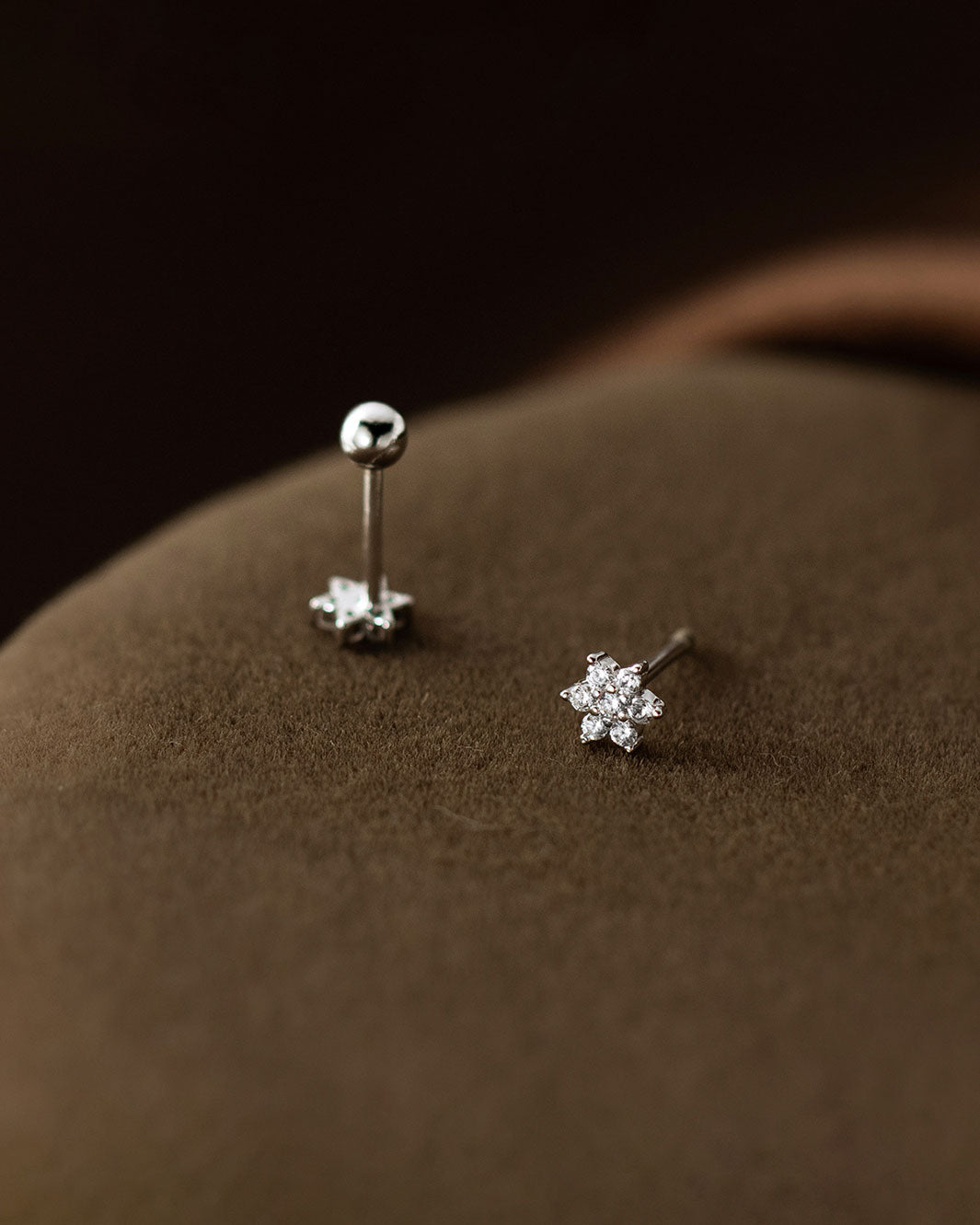 Sparkling Starflower Barbell Earrings