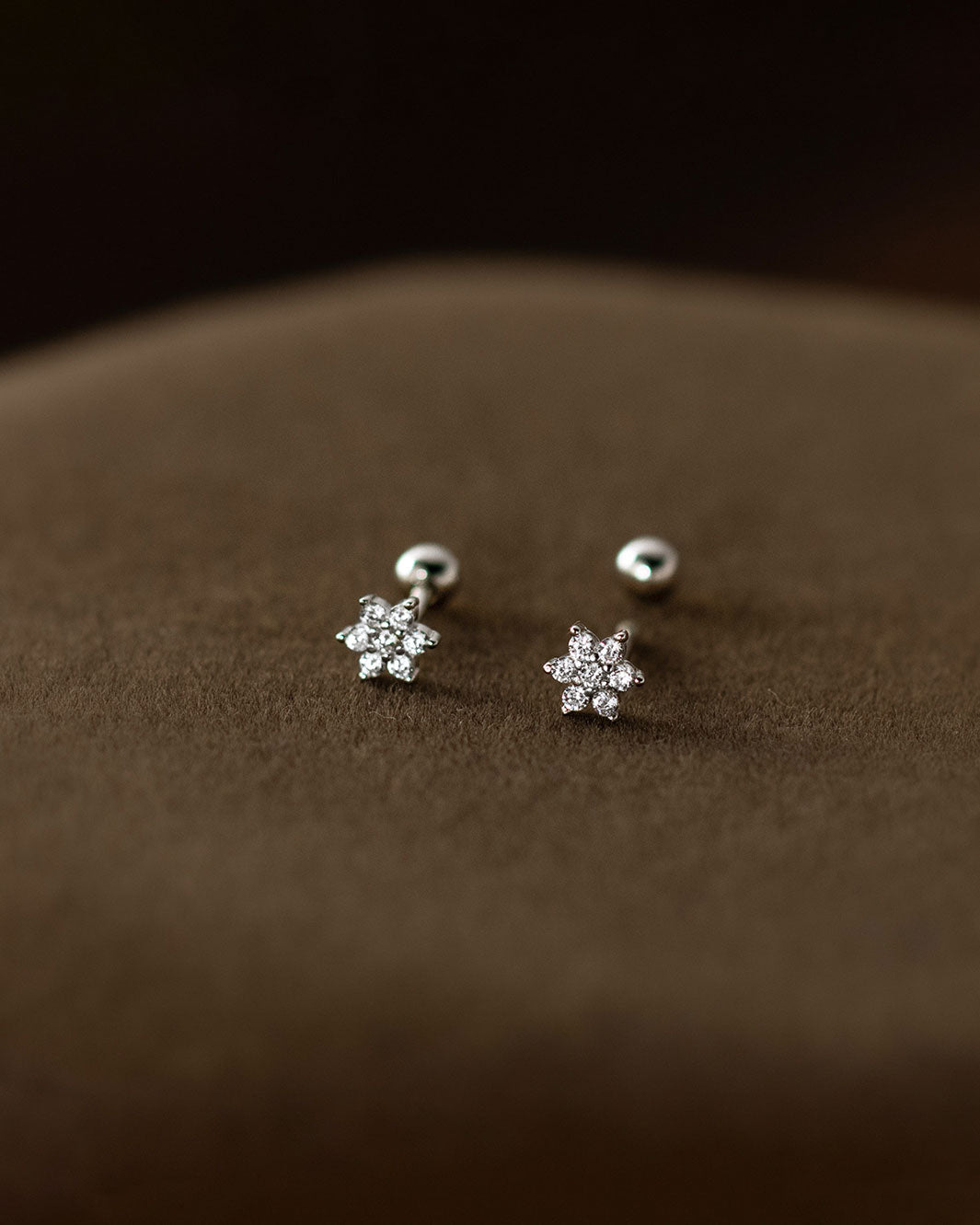 Sparkling Starflower Barbell Earrings