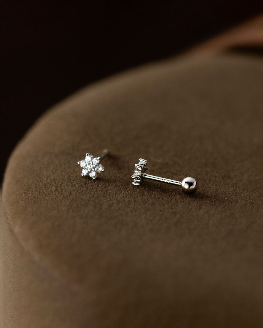 Sparkling Starflower Barbell Earrings