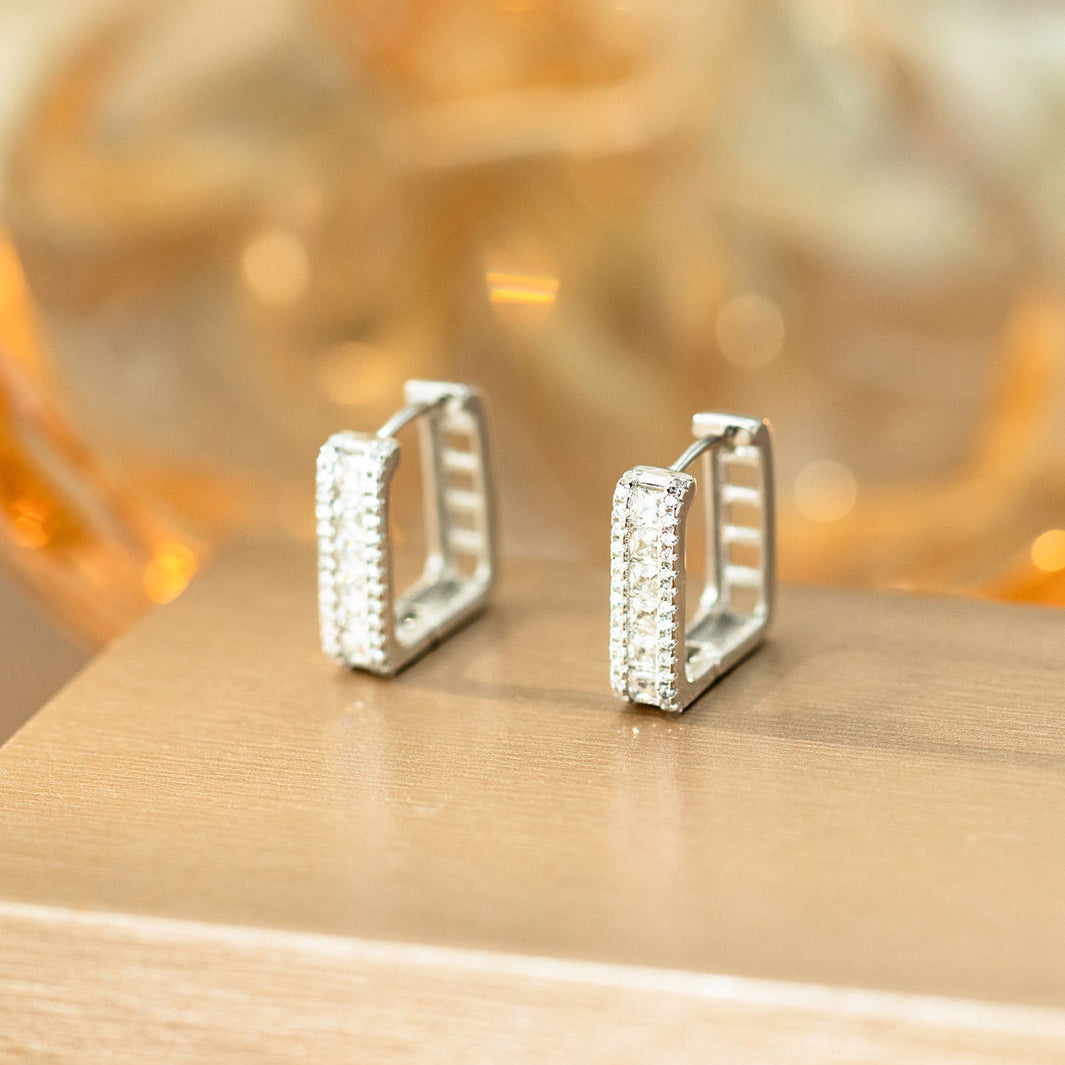 Rue Pavé Square Hoop Earrings