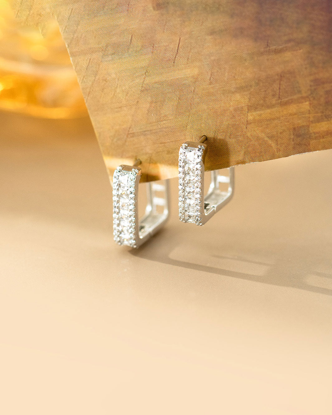 Rue Pavé Square Hoop Earrings