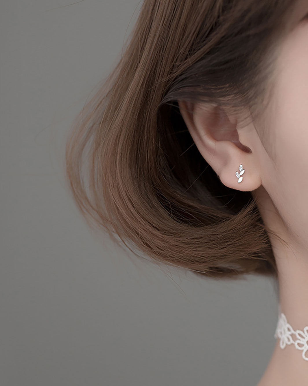Olive Sprig Stud Earrings