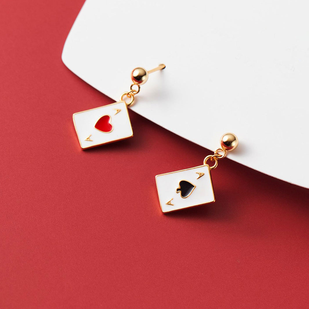 Lucky Ace Charm Drop Earrings