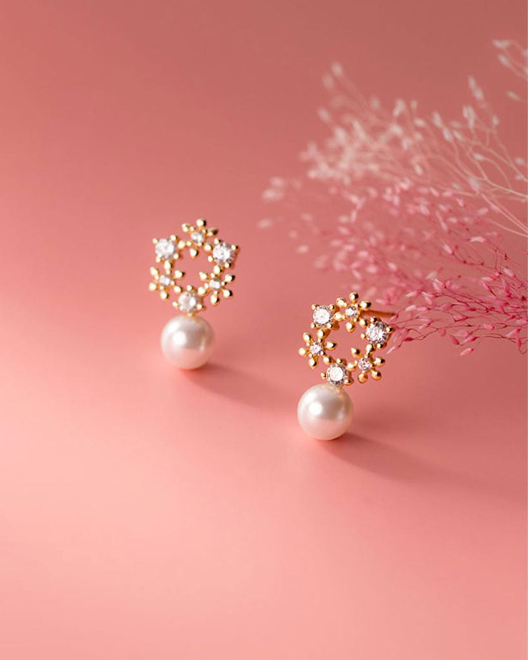 Floral Pearl Drop Earrings