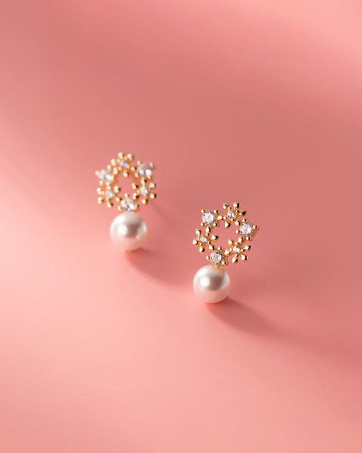 Floral Pearl Drop Earrings