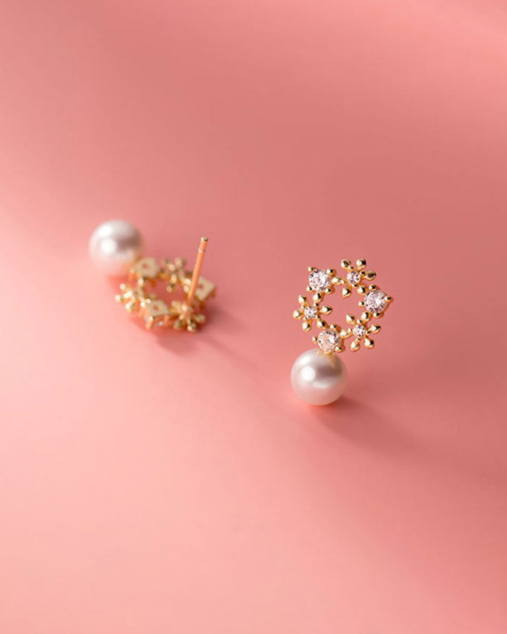 Floral Pearl Drop Earrings