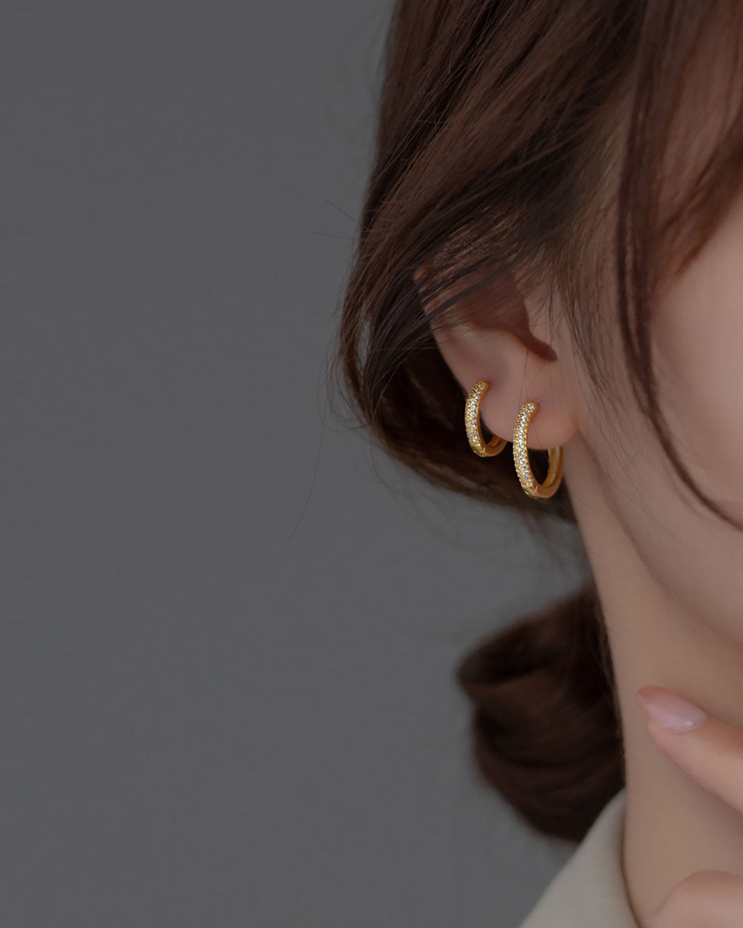 Classic Diamante Pave Hoop Earrings