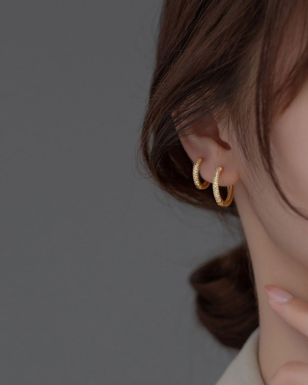 Classic Diamante Pave Hoop Earrings
