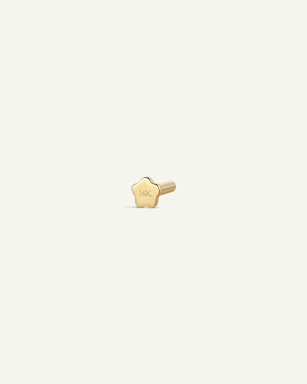 14K Solid Gold Rose Bloom Flatback Earring