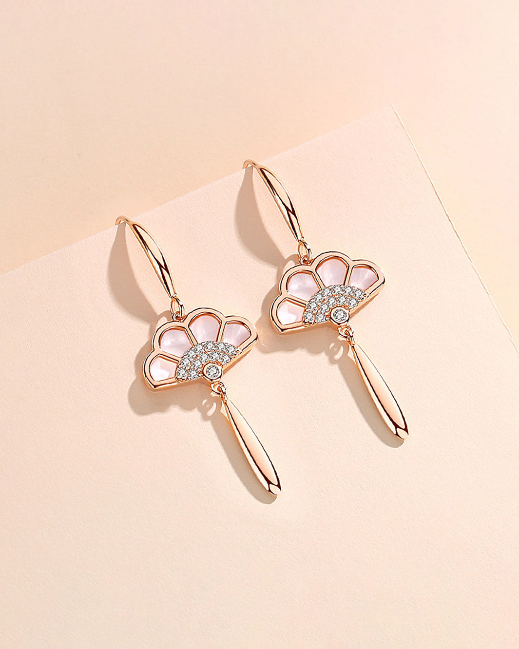 Mother of Pearl Ancient Fan Drop Earrings