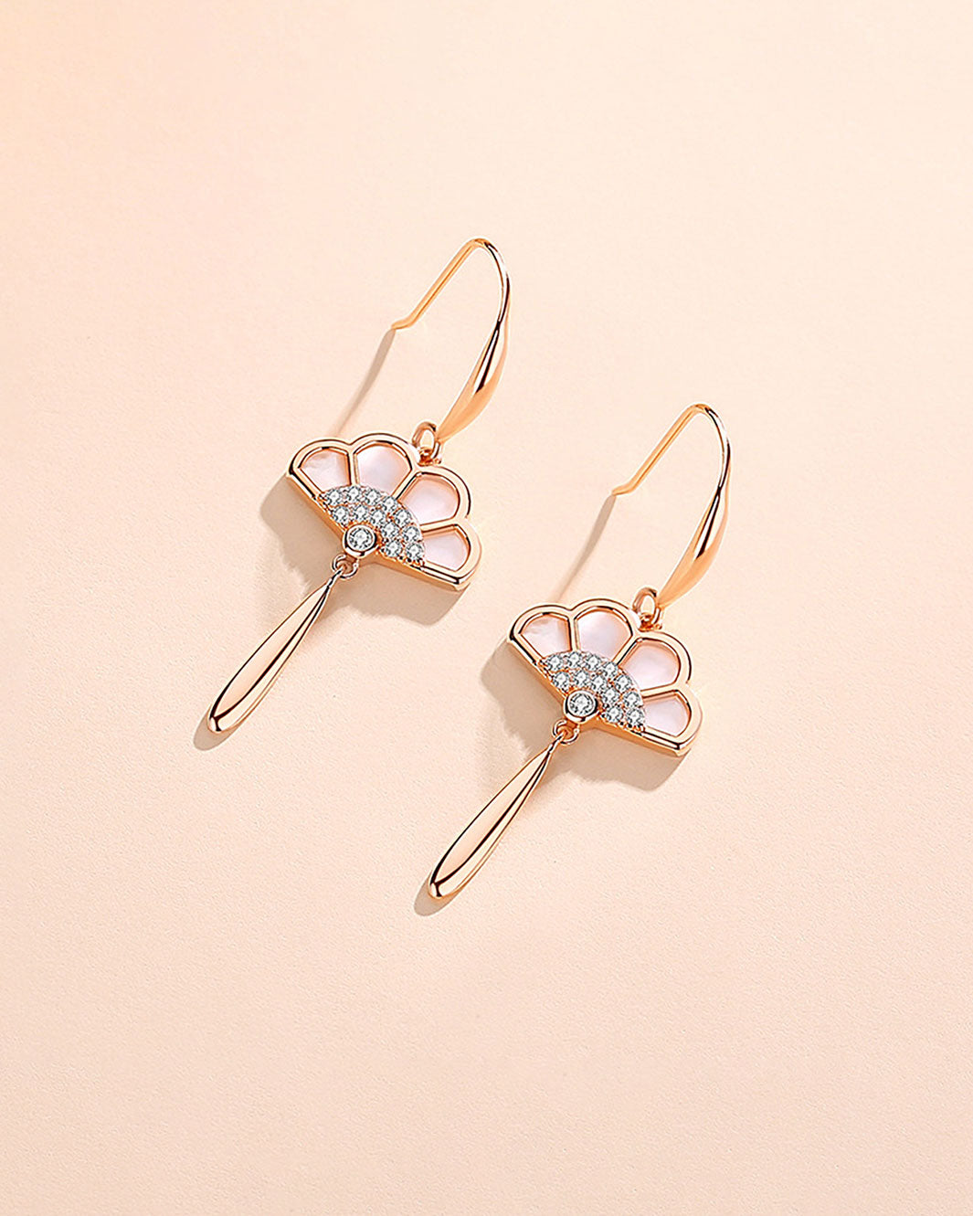 Mother of Pearl Ancient Fan Drop Earrings