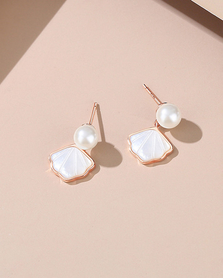 Mother of Pearl Seashell Drop Earrings