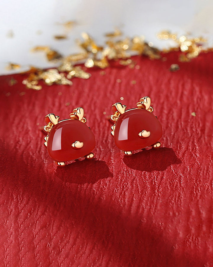 Auspicious Cute Dragon Stud Earrings