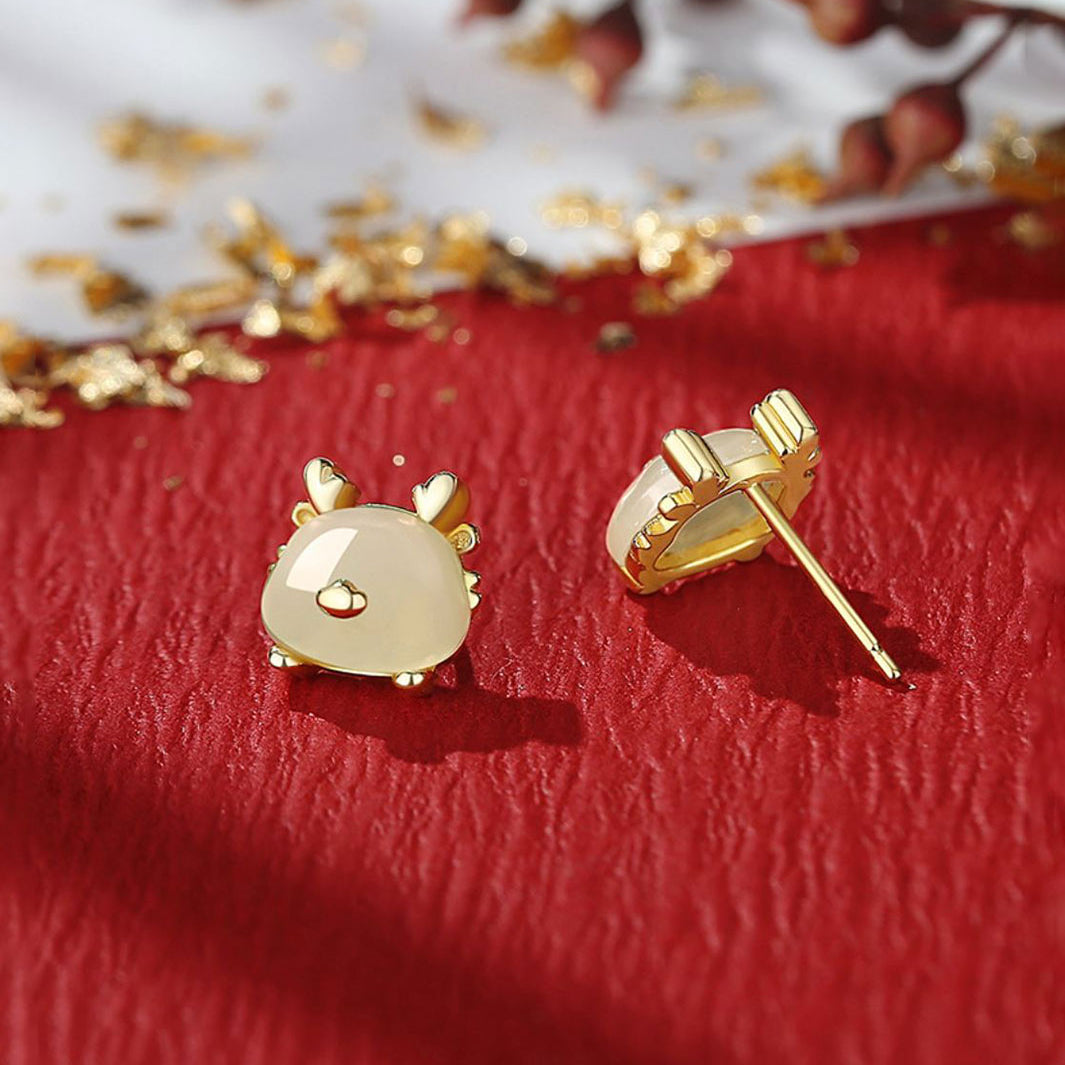 Auspicious Cute Dragon Stud Earrings
