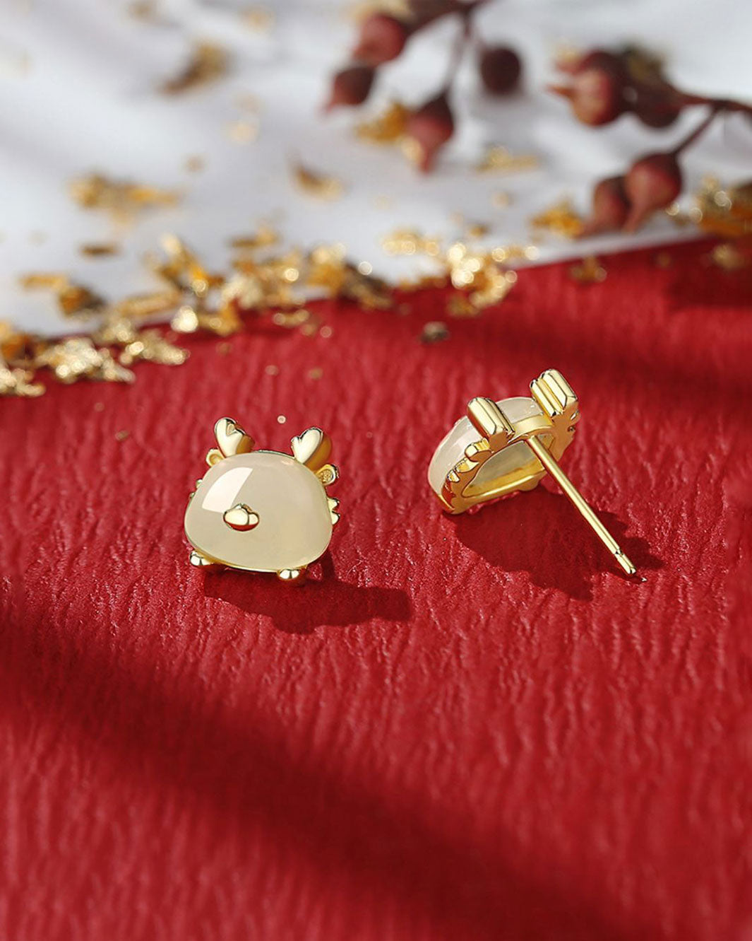 Auspicious Cute Dragon Stud Earrings