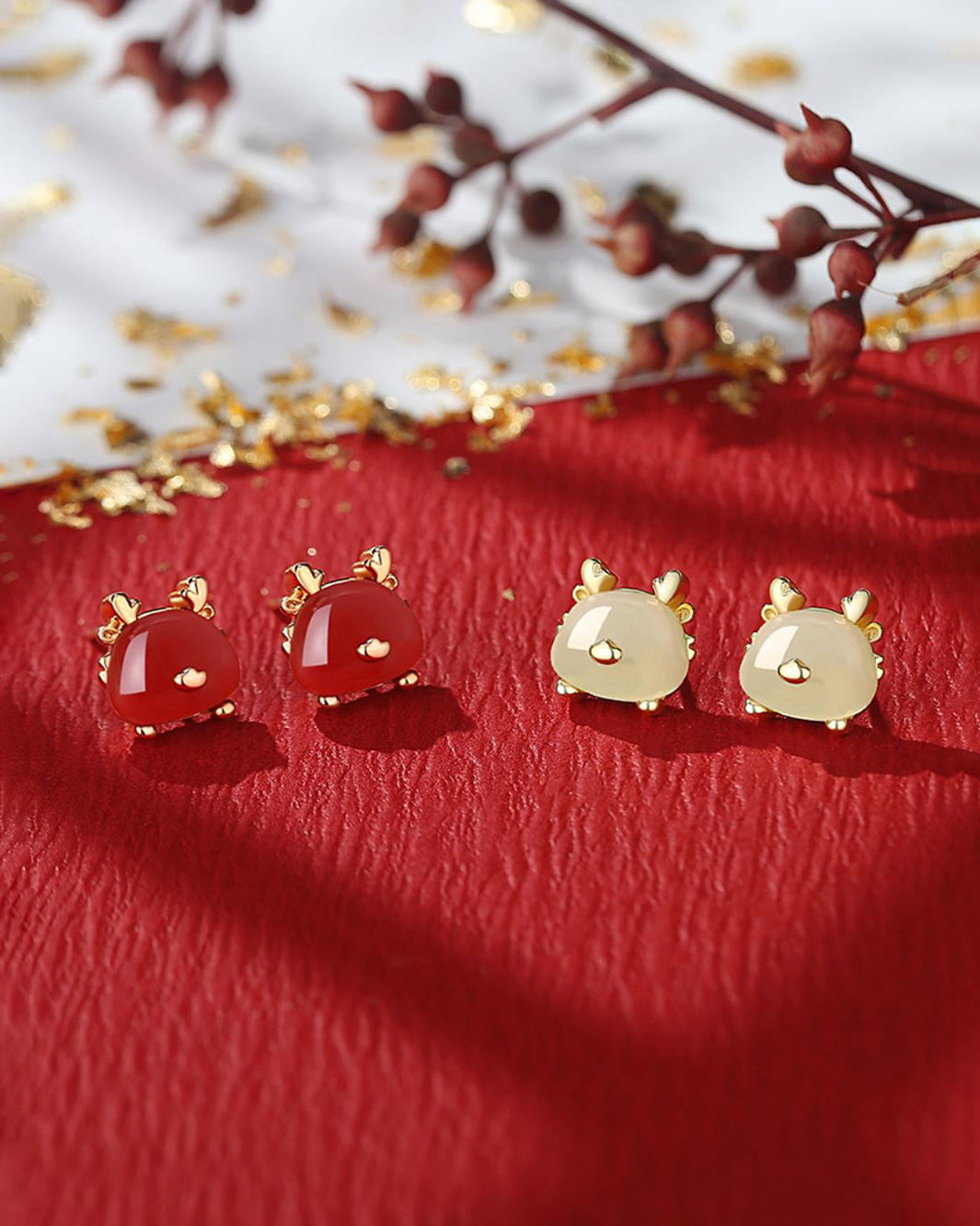 Auspicious Cute Dragon Stud Earrings