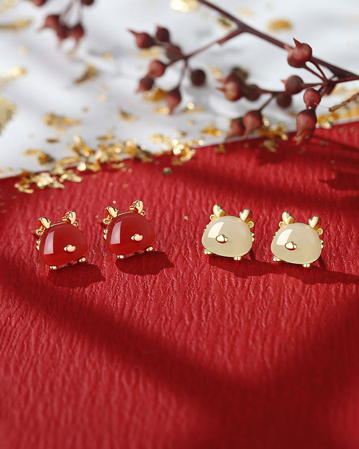 Auspicious Cute Dragon Stud Earrings