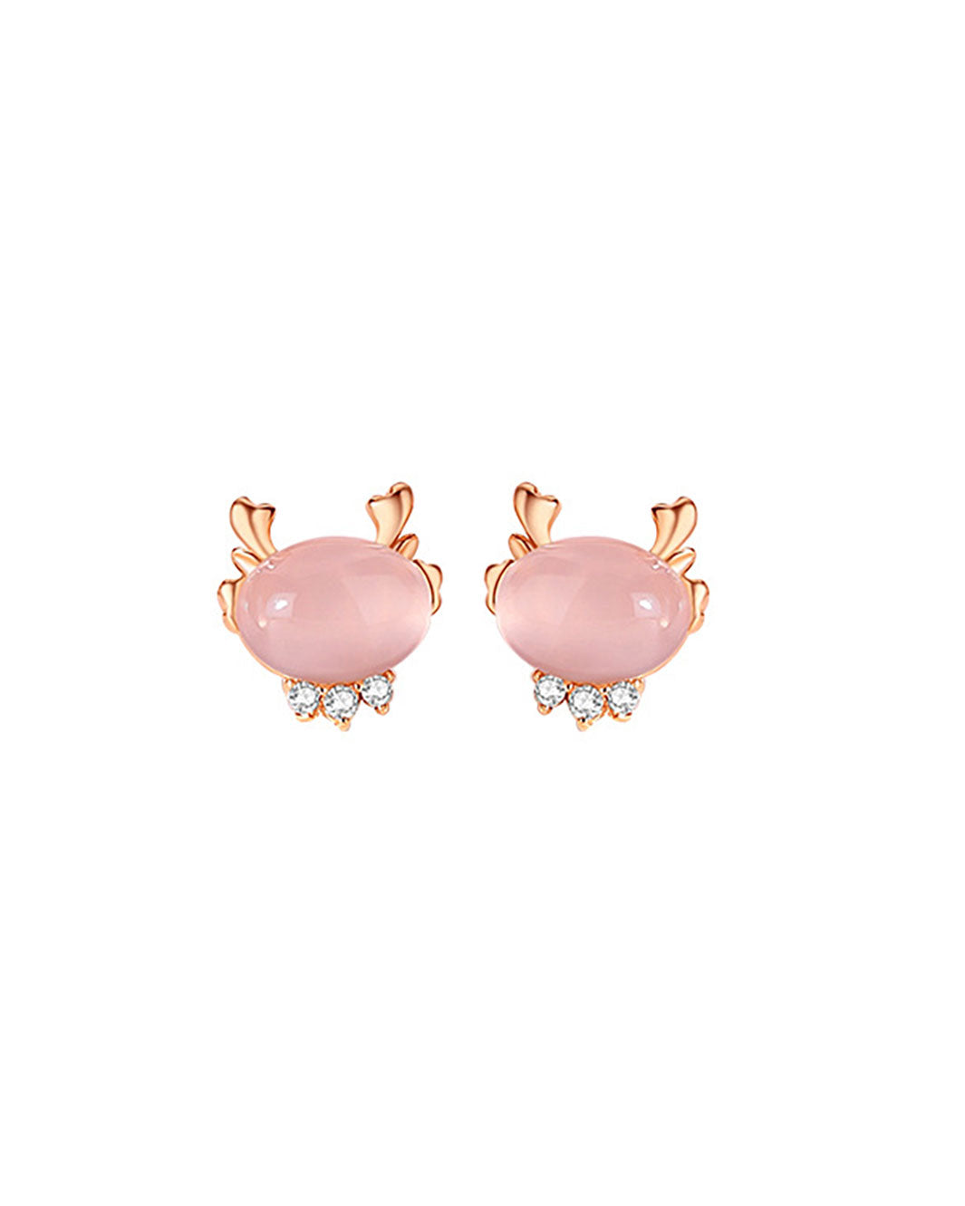 Rose Quartz Love Dragon Stud Earrings