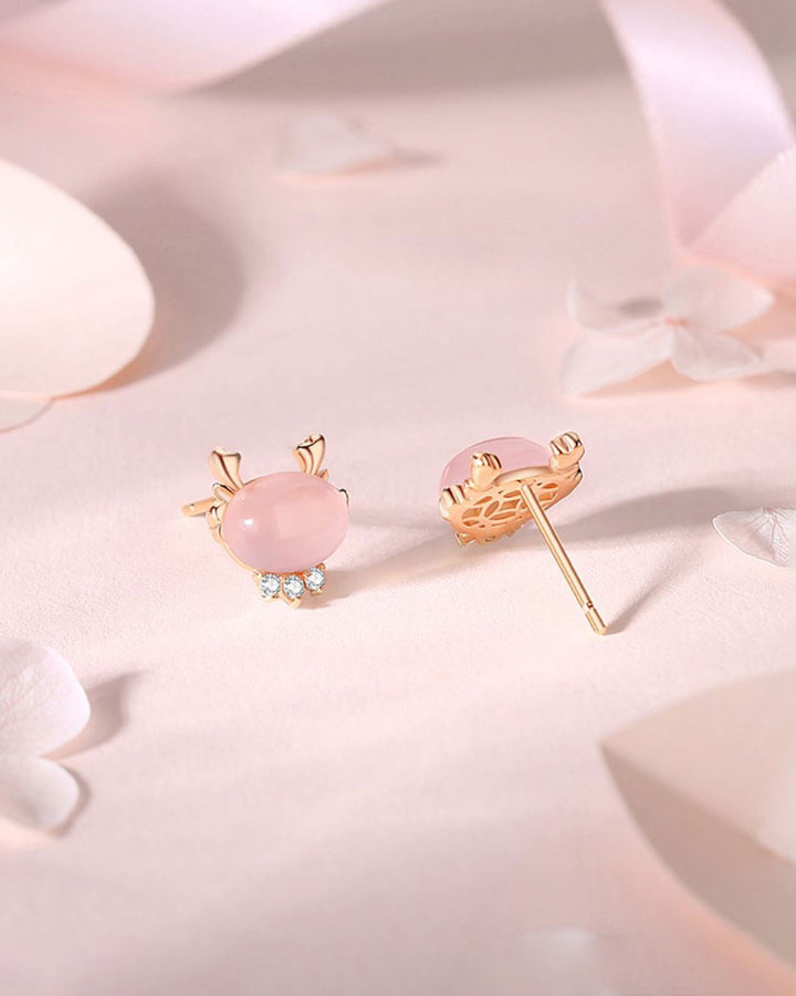 Rose Quartz Love Dragon Stud Earrings