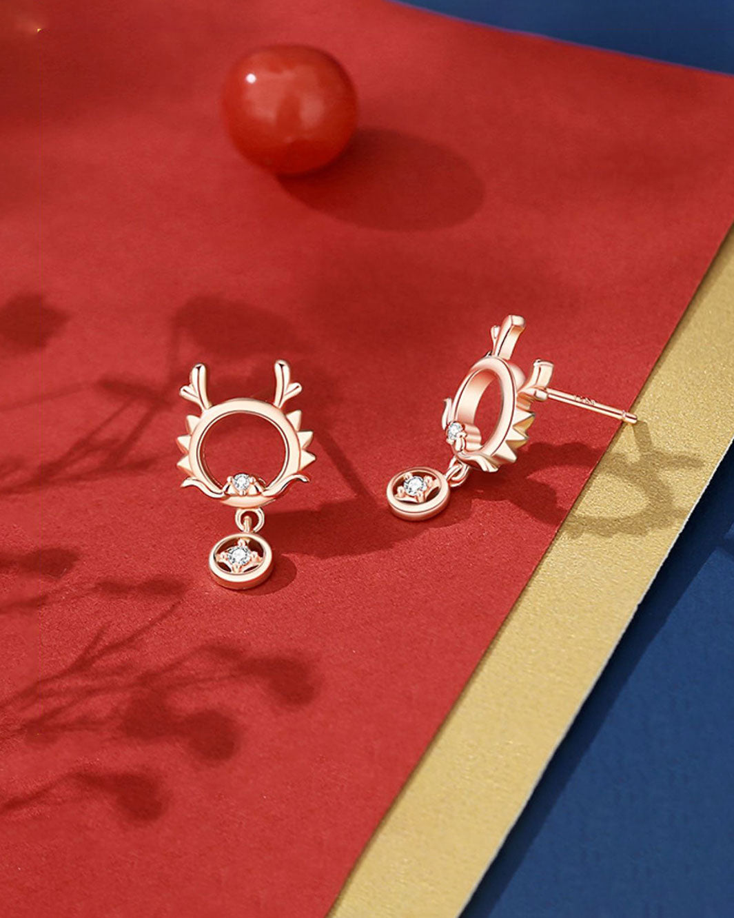 Fortune Dragon Copper Coin Drop Earrings