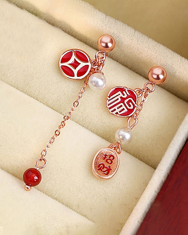 Lucky Talisman Coin Dangle Earrings