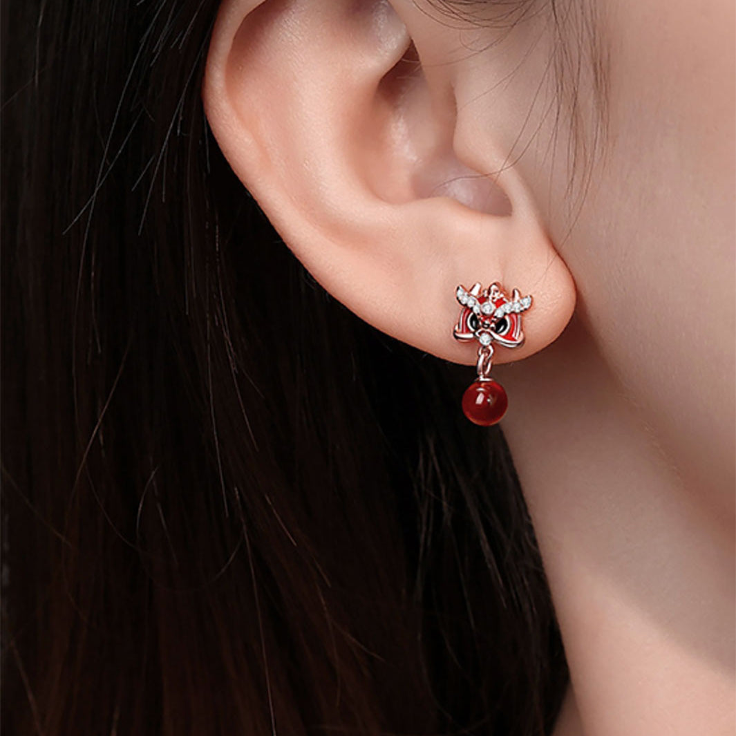 Festive Lionfire Red Orb Earrings
